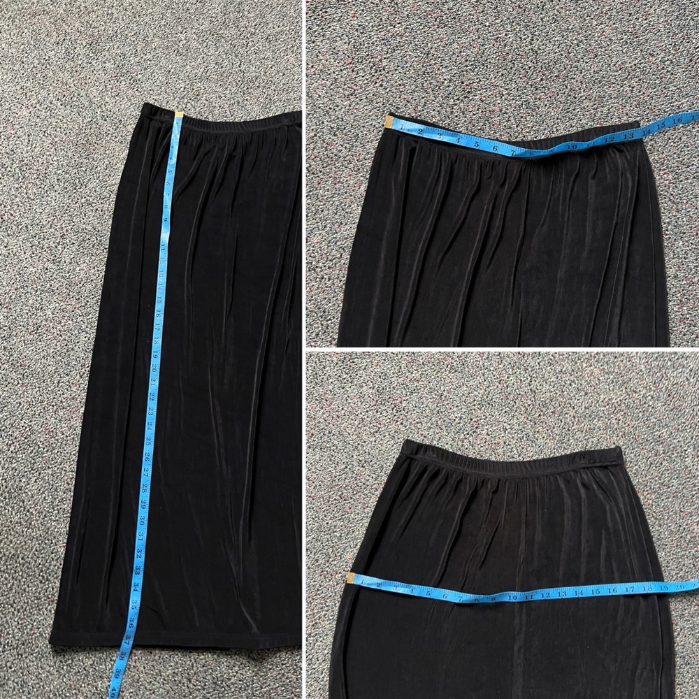 VINTAGE SLINKI Black Shirt-Sleeve Shirt & Maxi Stretch Skirt Matching Co-ord Set - Picture 16 of 16